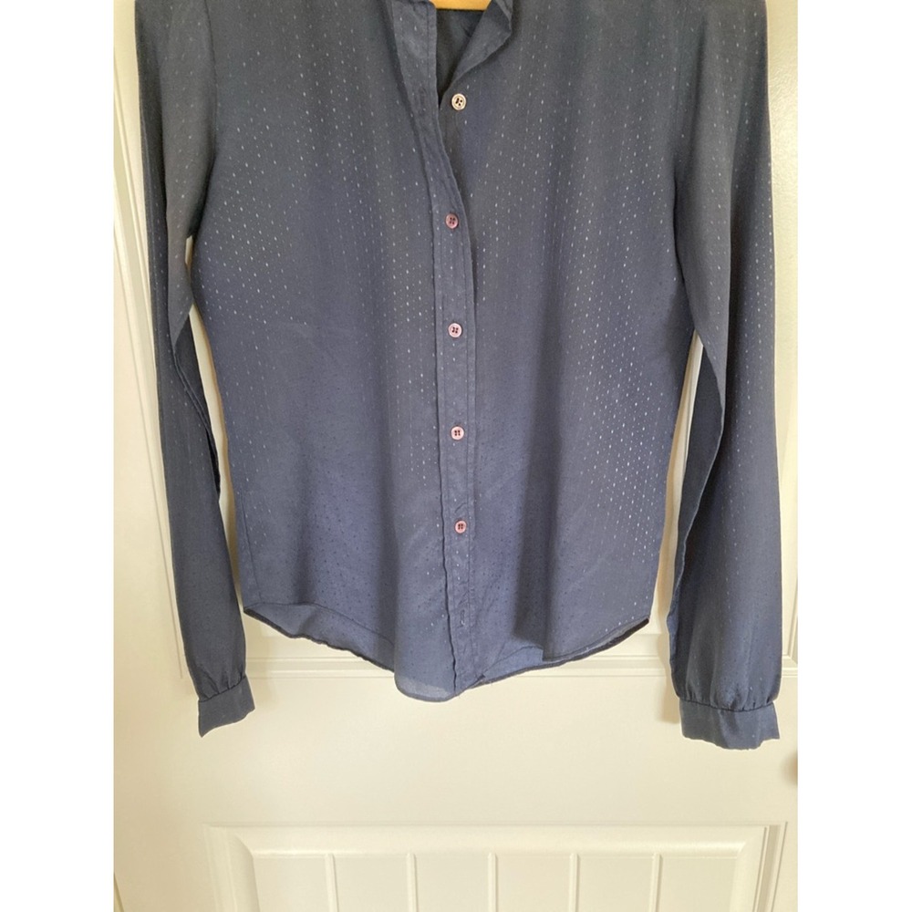 VTG Don Sayers for Gamut Navy Long-Sleeve Button-Up Blouse Size 6 Long Sleeve - Picture 4 of 10